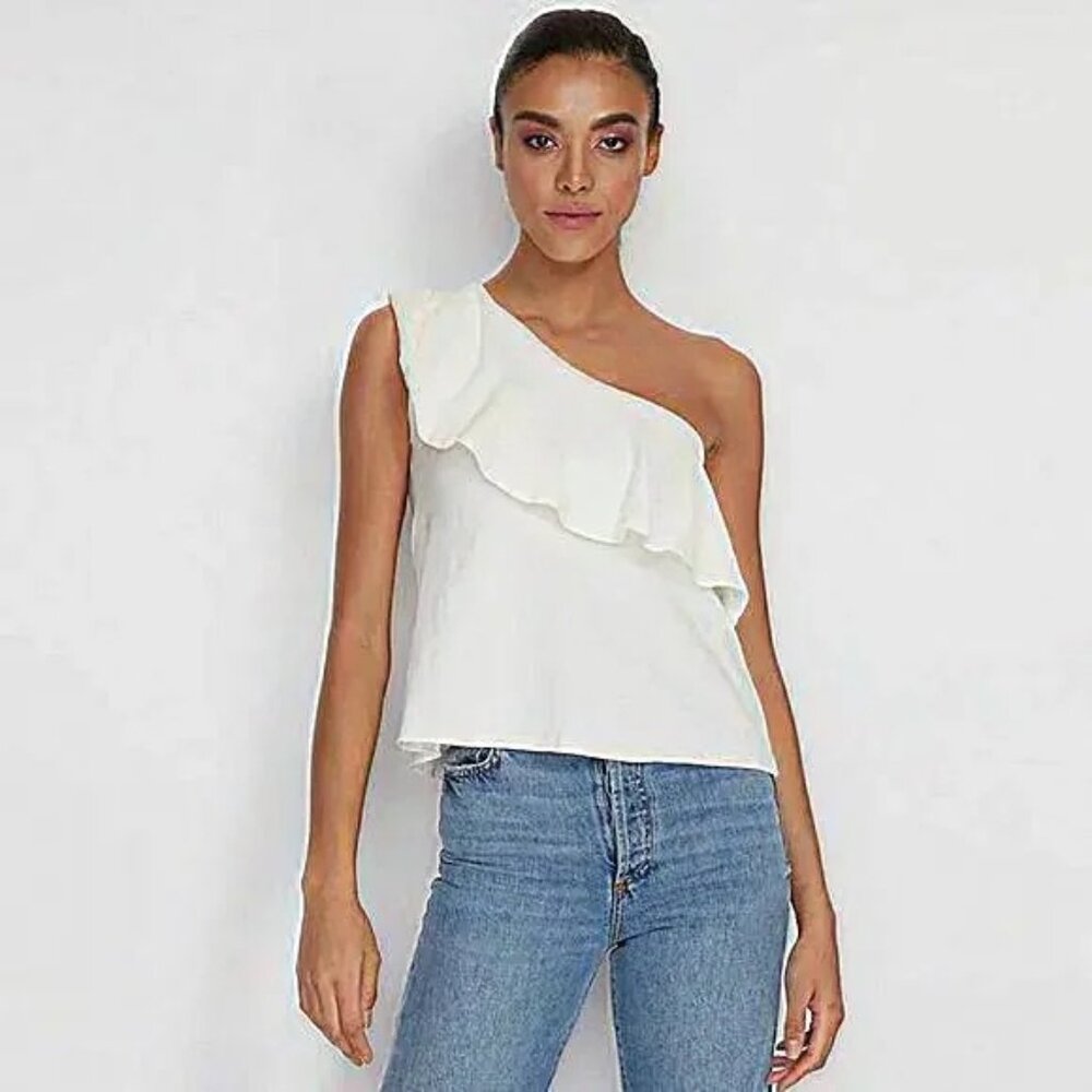 AMUR Femi One Shoulder‎ Top in White Sz Large NWT